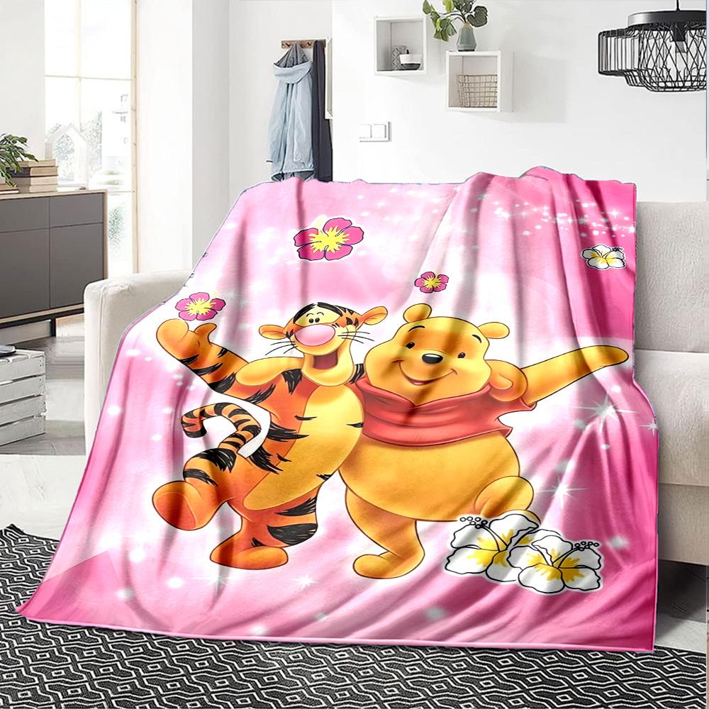 Piglet Tigger Pink Flannel Blanket Super Soft Warm Cozy Blanket For Sofa Bed Office Travel Allseason Home Decor Gift