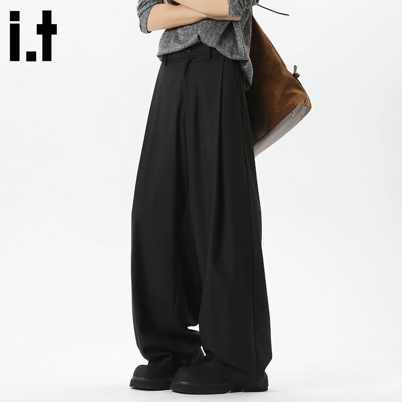 CHOCOOLATEit Men s Summer Thin Pleated Wide-Leg Trousers L