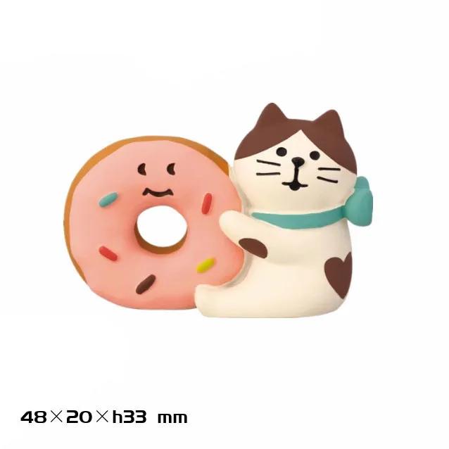 1pc Japanese Cat Grocery ZAKKA Donut Bread Food Fun INS Baking Coffee Shop Themed Decoration Furniture Ornaments Collection Toy