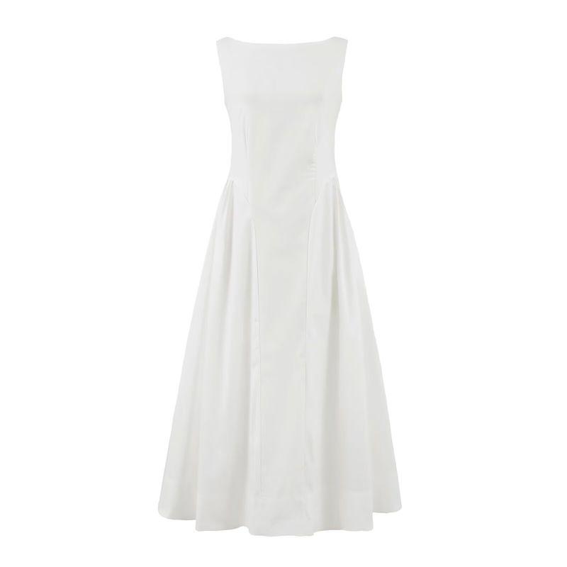 Kaslead New Arrival Women's Clothing Fashion Style Fashion Minimalist Elegant Boat Neck Long Vest Skirt