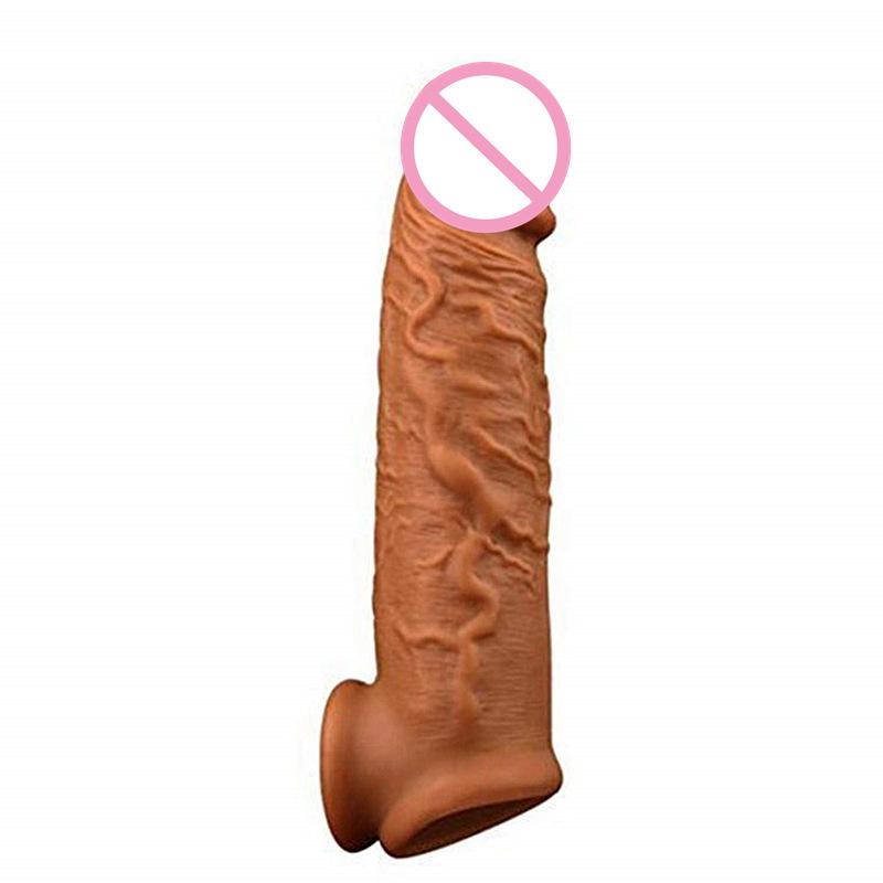 Realistic Penis Extender Cock Sleeve Reusable Condom Silicone Penis Delay Ejaculation Dick Enlargement Extension Man Sex Toys 18