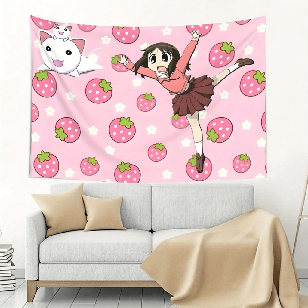 Daioh Ayumu Kasuga Tapestry Cute Anime Strawberry Print Wall Hanging For Teen Bedroom Dorm Room Decor Multiple Sizes
