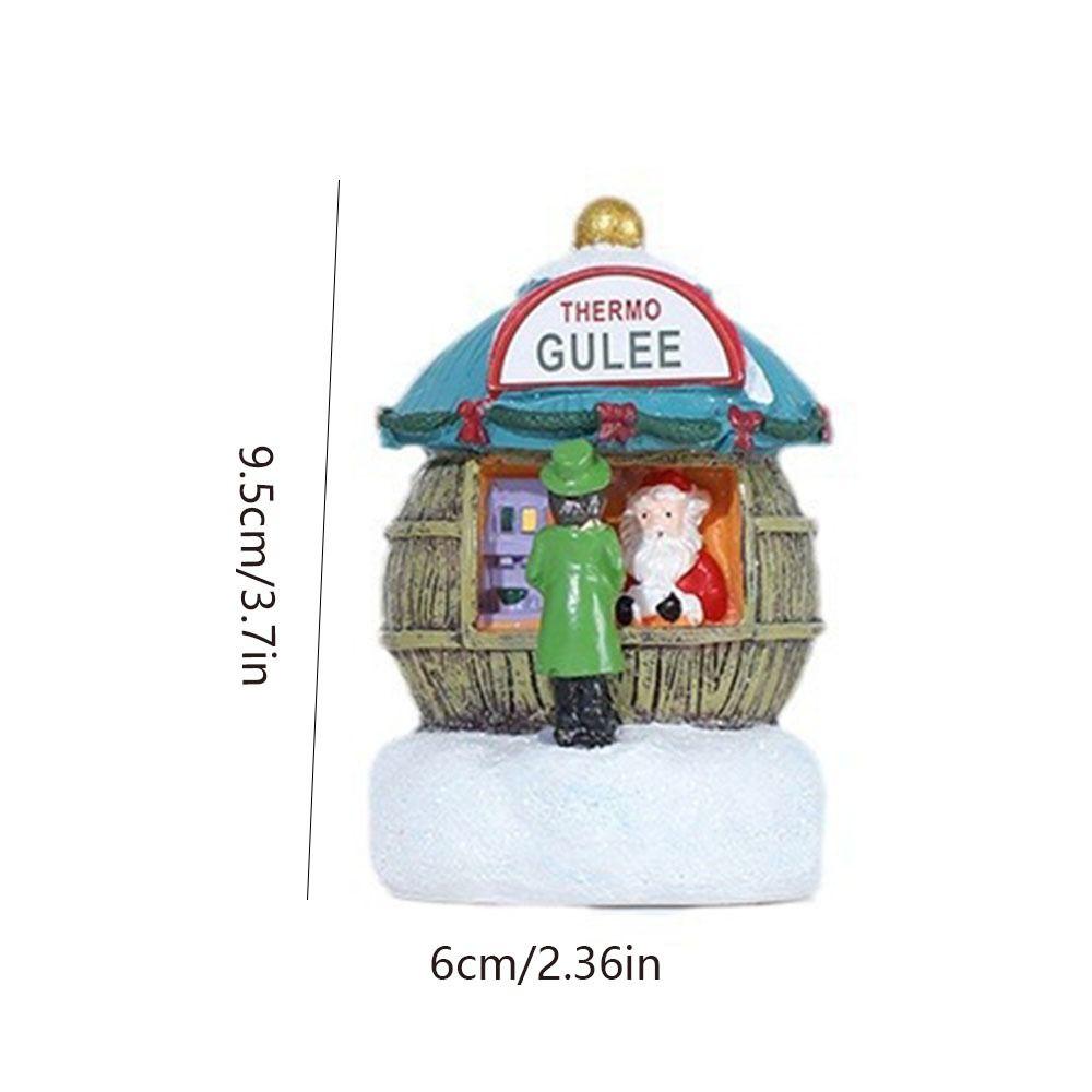 Santa House Miniatures Resin Christmas Microlandscape Ornament Christmas Small House Lamp  Kid Gift