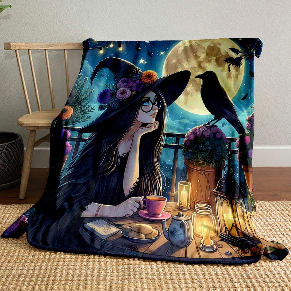 

Witch Crow Moon Blanket bedroom Blanket for Livingroom Couch lunch break Soft throw for Friend s festival Gift 80cm x 120cm