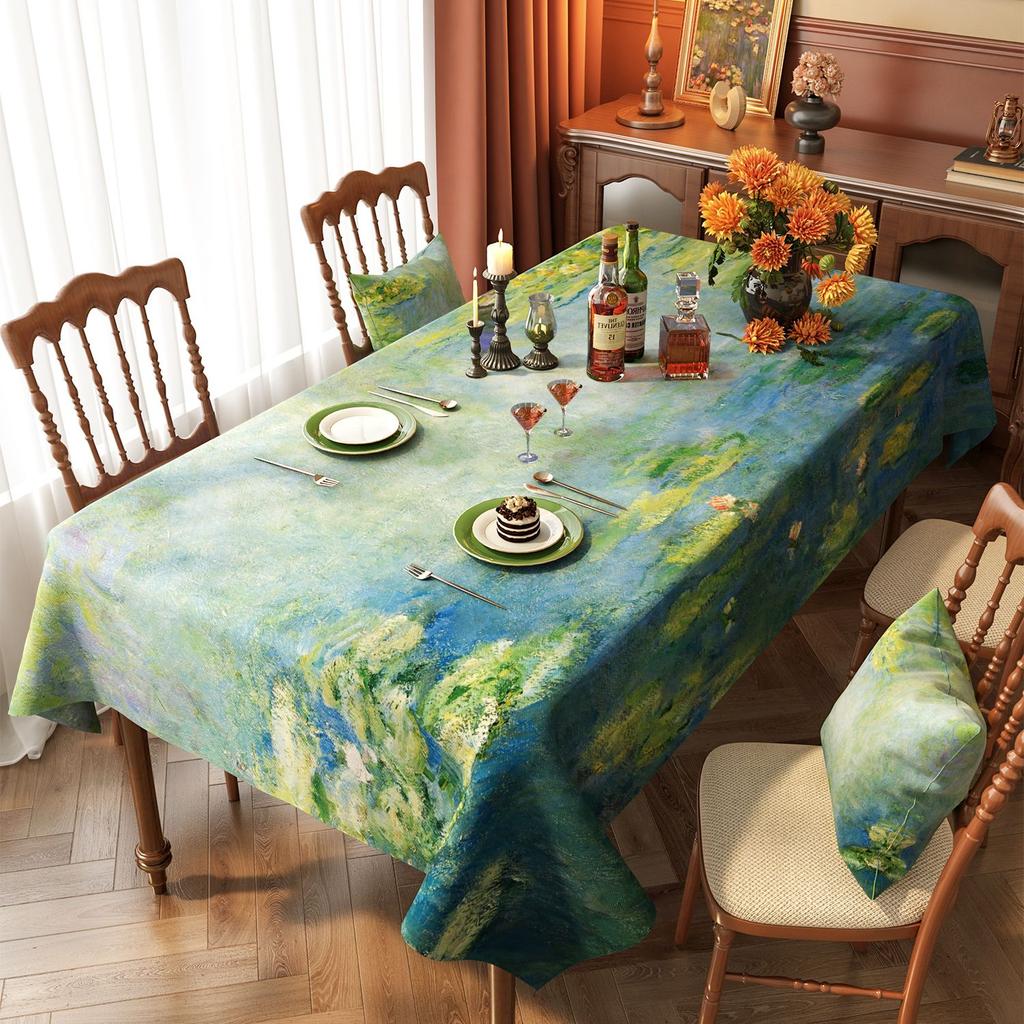 Van Gogh-Style Oil Painting Tablecloth: Waterproof, Grease-Resistant, No-Wash, Light Luxury, High-End Artistic Rectangular Dining Tablecloth