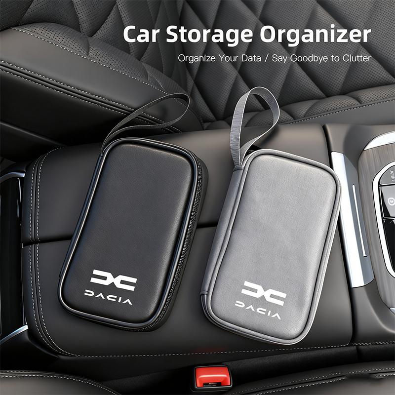 Car Data Cable Organizer U Disk Storage Bag Key Bag For Dacia Logan Sandero Duster Lodgy Spring Jogger Dokker Stepway Bigster RS