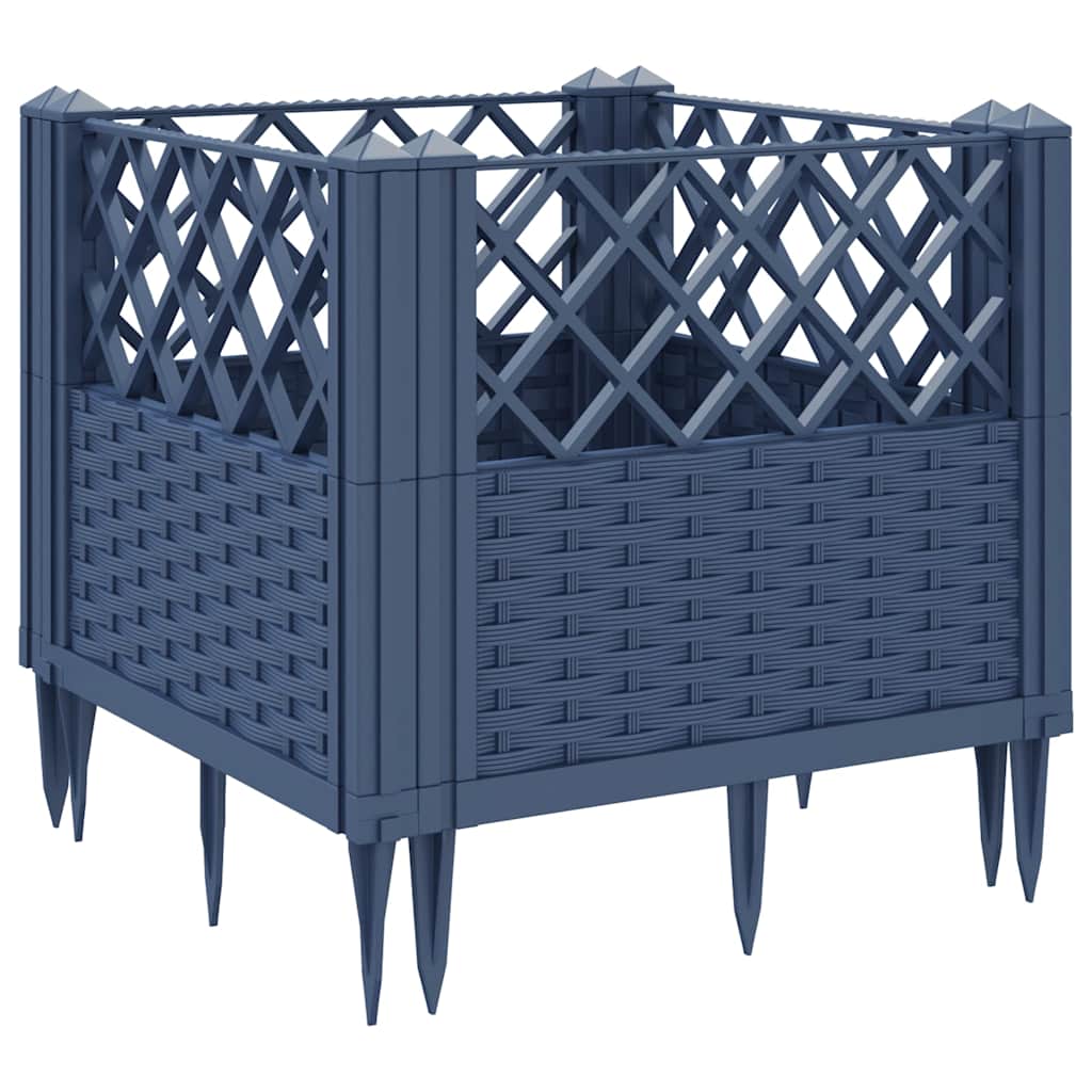Plant Box with Ground Spikes Blue Grey 43.5 x 43.5 x 43.5 cm PP