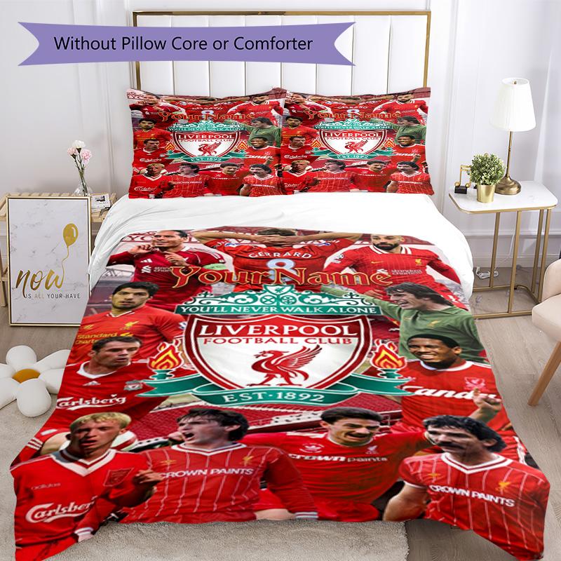 Liverpool Spersonalizuj swoje imię Pościel Oddychająca Poszewka na Kołdrę z Poszewkami na Poduszki Dekoracja Domu Prezent Urodzinowy