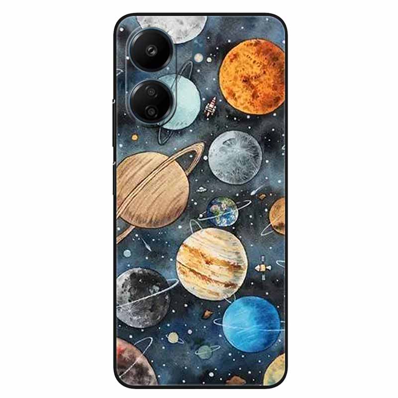 For Xiaomi Redmi 13C 4G Case Animals Painted Black Bumper Silicon TPU Coque for Redmi13C 4G 13 C Shockproof Covers Wolf Soft Bag