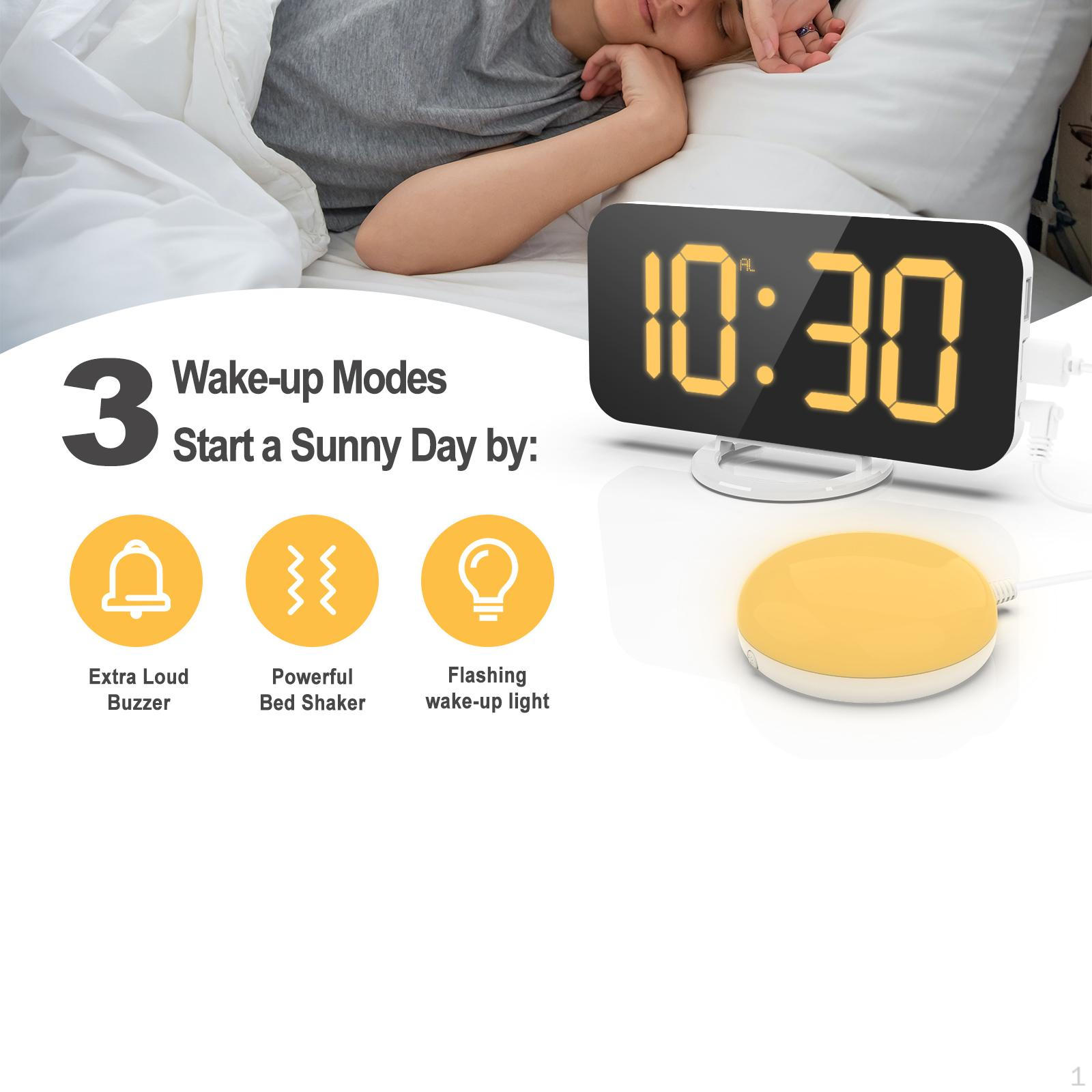 

Loud Vibrating Alarm Clock Adjustable Brightness Desk Clocks for Living Room
