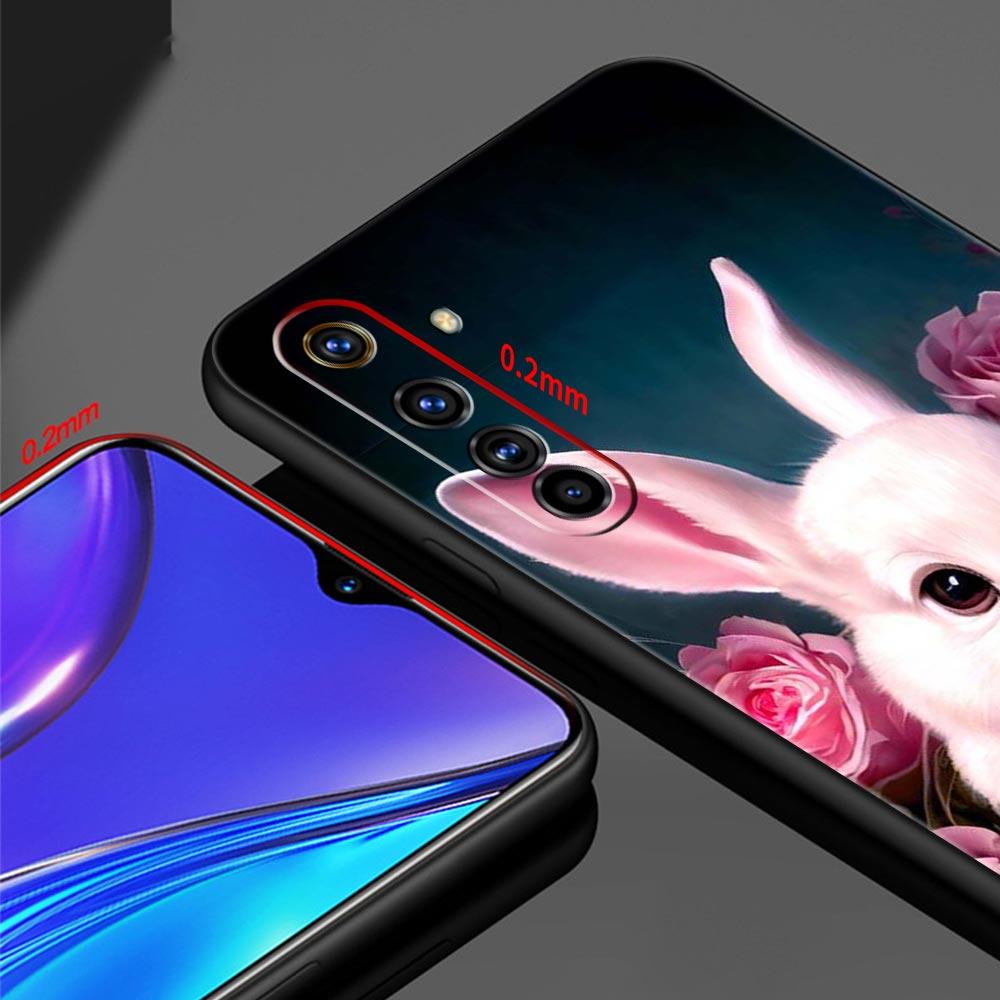 Soft TPU Case For Realme C67 C63 C55 C53 C25 C21 10 11 12 13 GT 2 3 5 Pro Plus 5G Phone Cover A Cute Rabbit With A Purple Hat