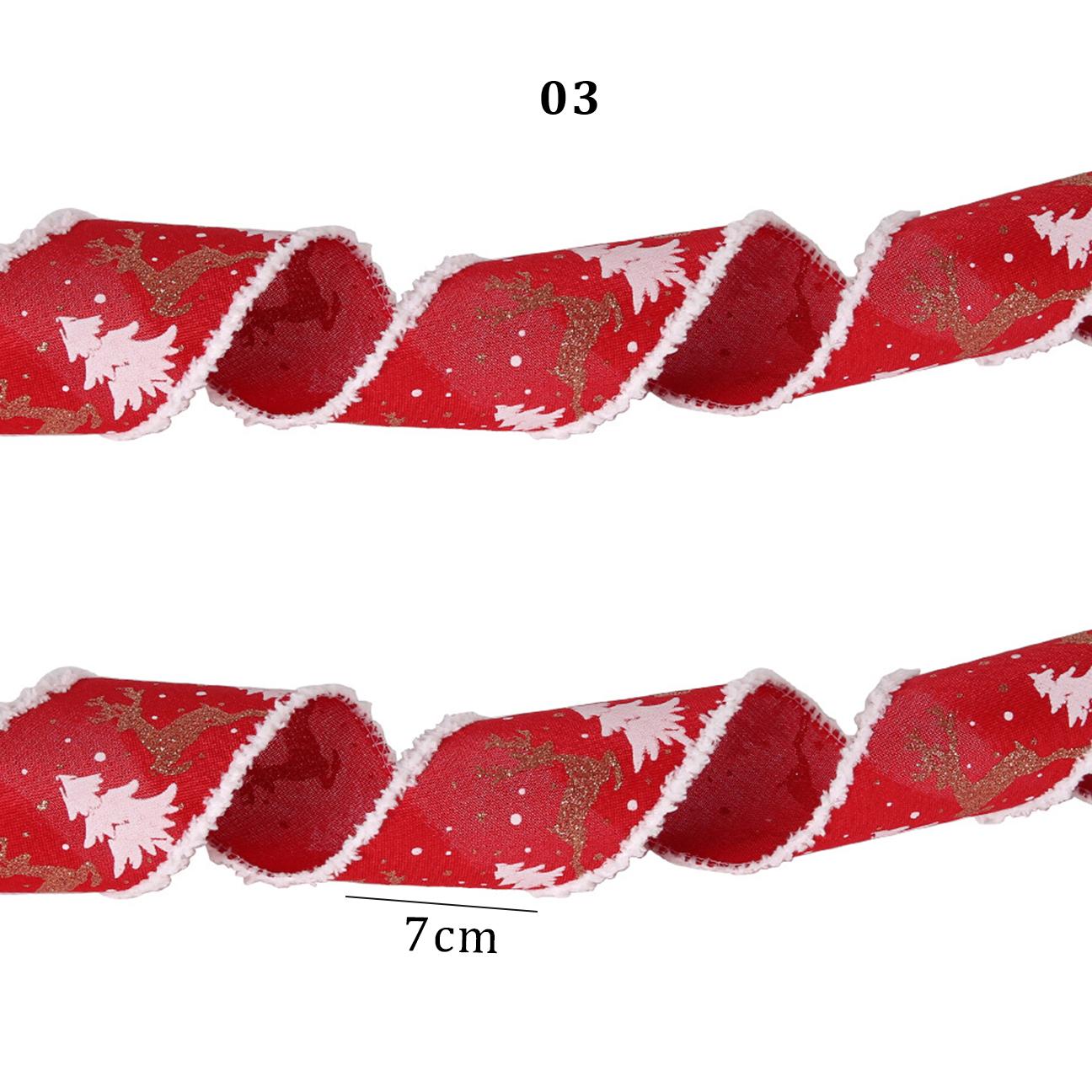 

2M Рождественский принт с изображением лося, проволочная кромка, тканевая лента-завитушка, классическая подарочная лента для елки
