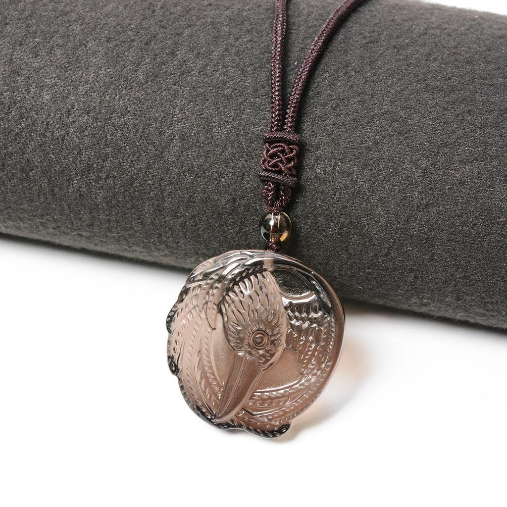 Europäische & Amerikanische Kristall Obsidian Tukan Anhänger Halskette - Eis Obsidian Rabe Design für Männer