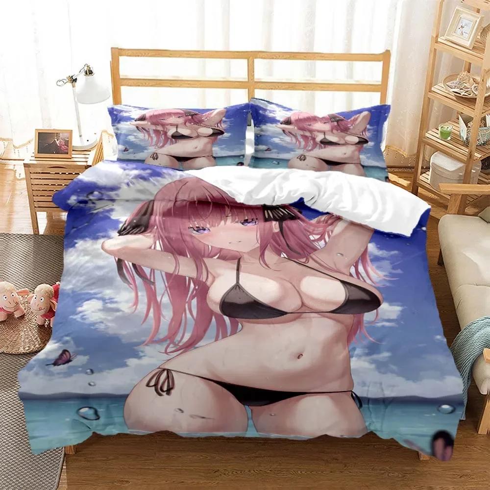 Sexy Anime Beauty Digital Print Comfortable Duvet Quilt Cover Pillowcase Bedding Set Children Bedroom Decoration Home Textile