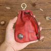 Simple Top Layer Cowhide Vegetable Tanned Leather Retro Women's Sachet Mini Key Bag Card Bag Coin Purse Storage Bag