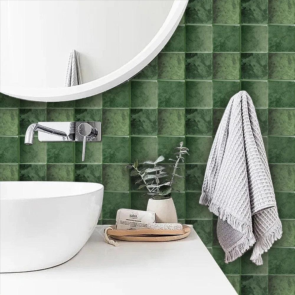 Durable 9" X 9" Peel and Stick Backsplash Marble Grain Self-adhesive Wallpaper Waterproof 3D Wall Tile for Kitchen Bathroom