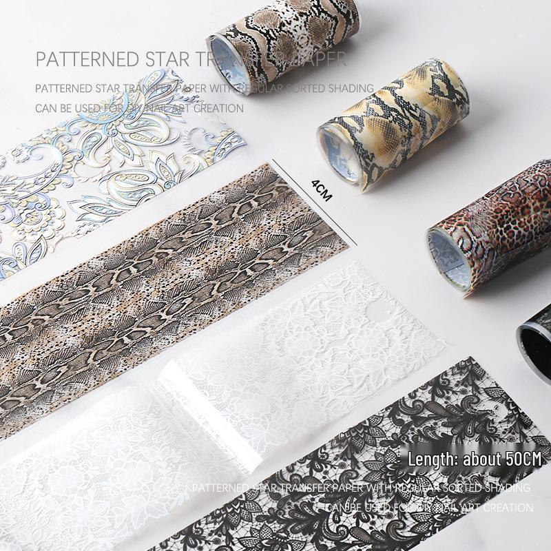 Starry Sky Nail Art Transfer Stickers: Lace & Leopard Laser Prints