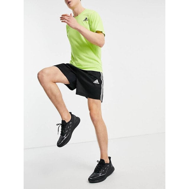 

adidas Training 3 stripe shorts in black