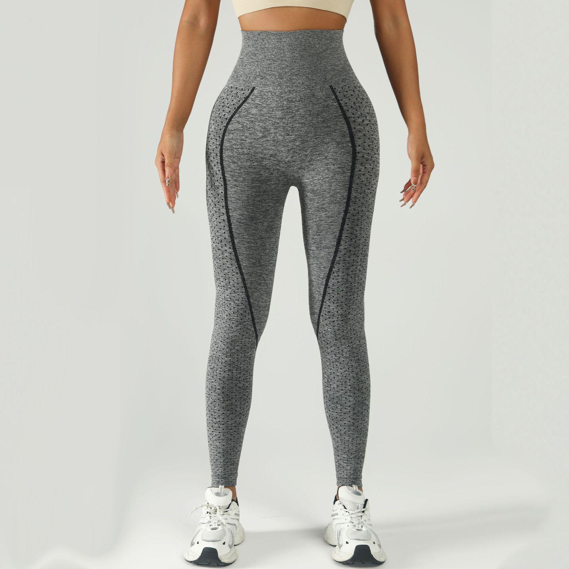 

High-Waist Seamless Knit Stretch Cycling Pants for Women Medium сірий колір