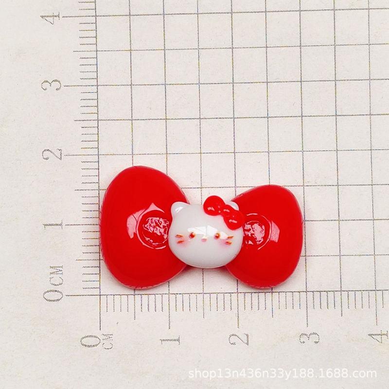 10Pcs New Cute Cartoon Animal Bright Resin Cat Bow Series Scrapbook Diy Bow Decor Accessories Crafts A133