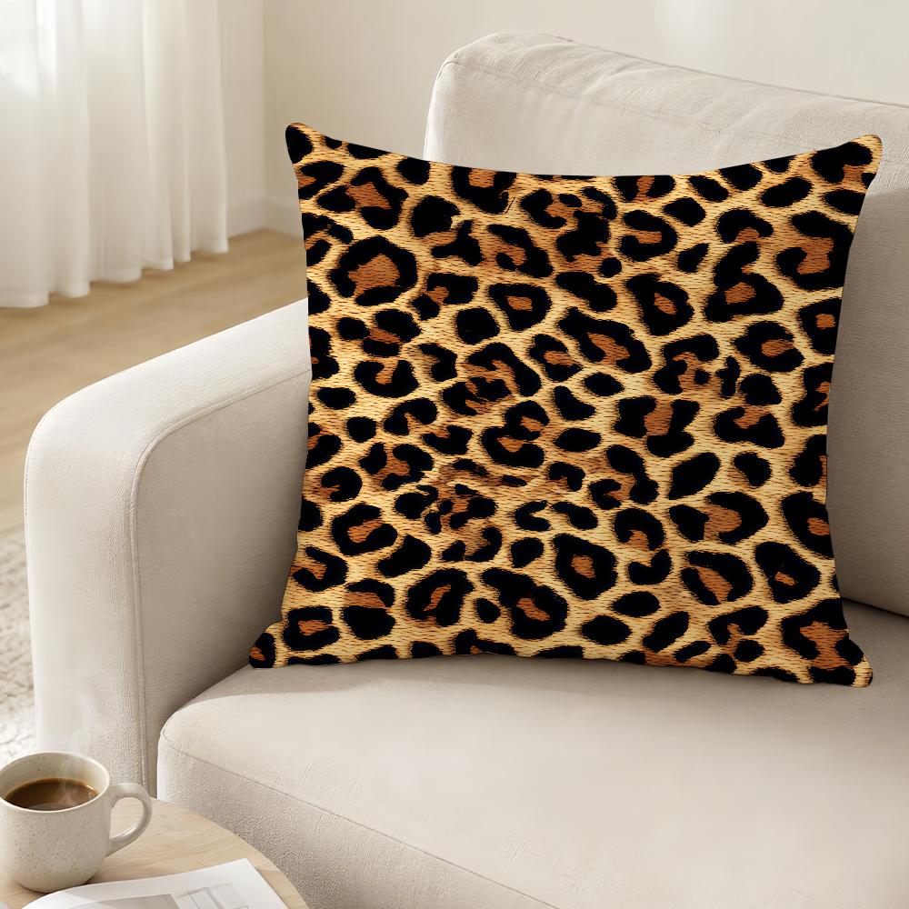Leopard Print Cushion Cover Antidustmite Sofa Cushion Decorative Office Cover Lounge Area Indoor Outdoor Use