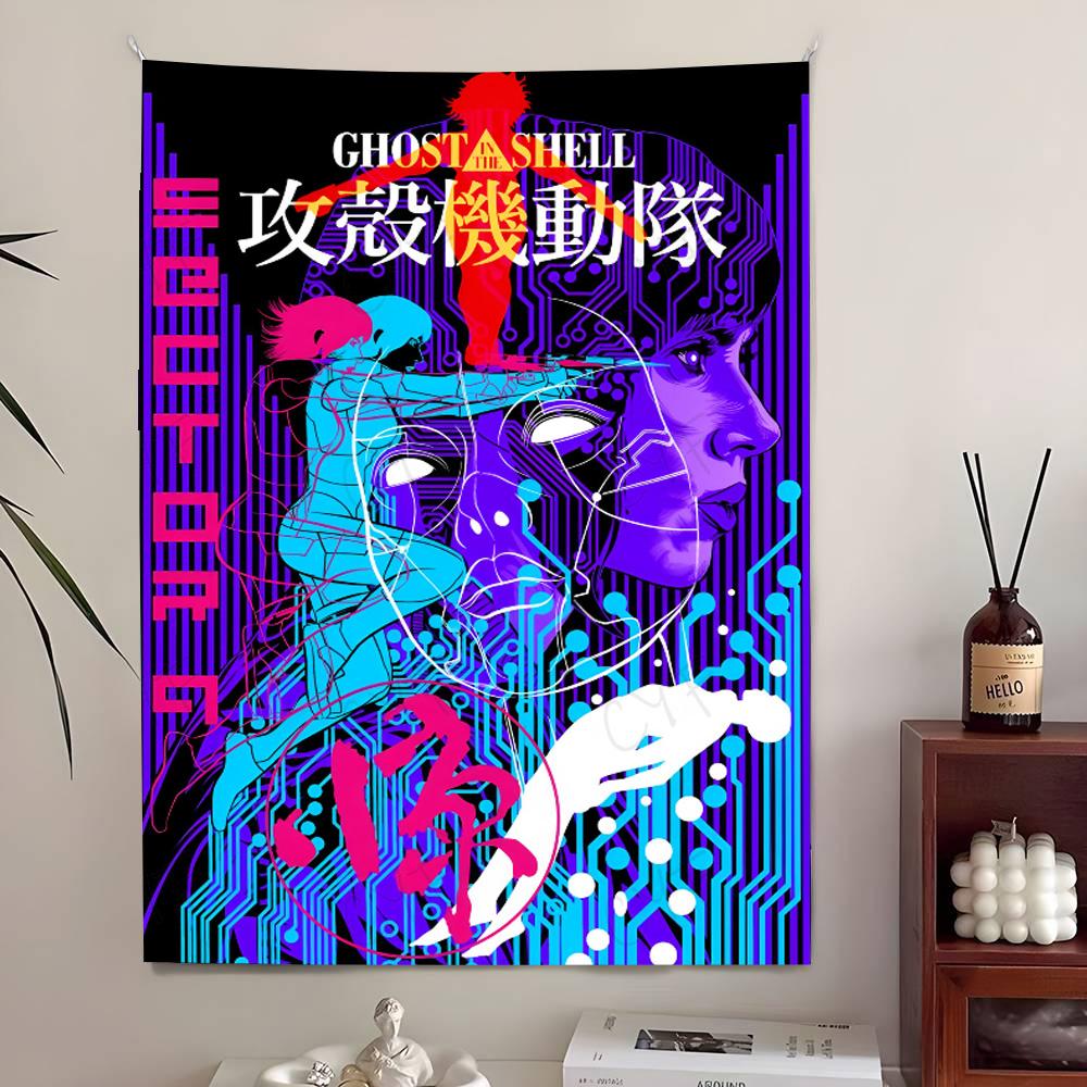 GGhost in the Shell Anime Vertical Tapestry Wall Tapestry Wall Art Aesthetic Room Decor Room Decoration Accessories