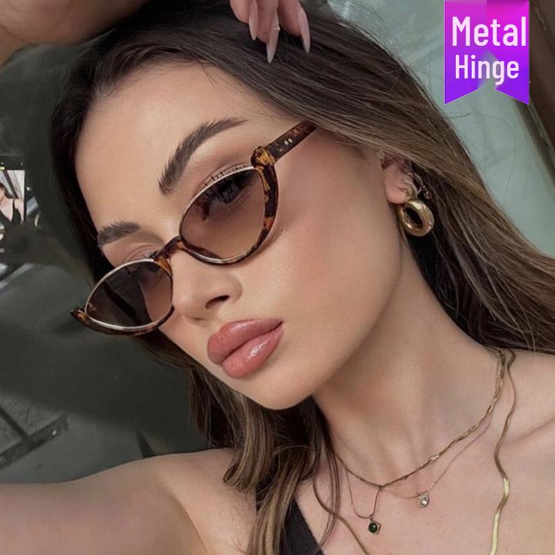 Retro Cat-Eye Half-Frame Sunglasses: European & American Fashion Trend Women's Style