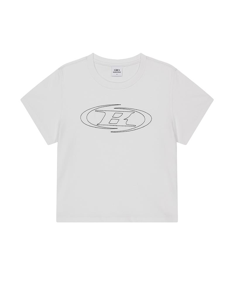 BORN TO WIN W Stitch Logo Regular Fit T-Shirts [White]