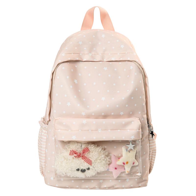 

Carloge Women s Polka Dot Student Backpack with Pendant