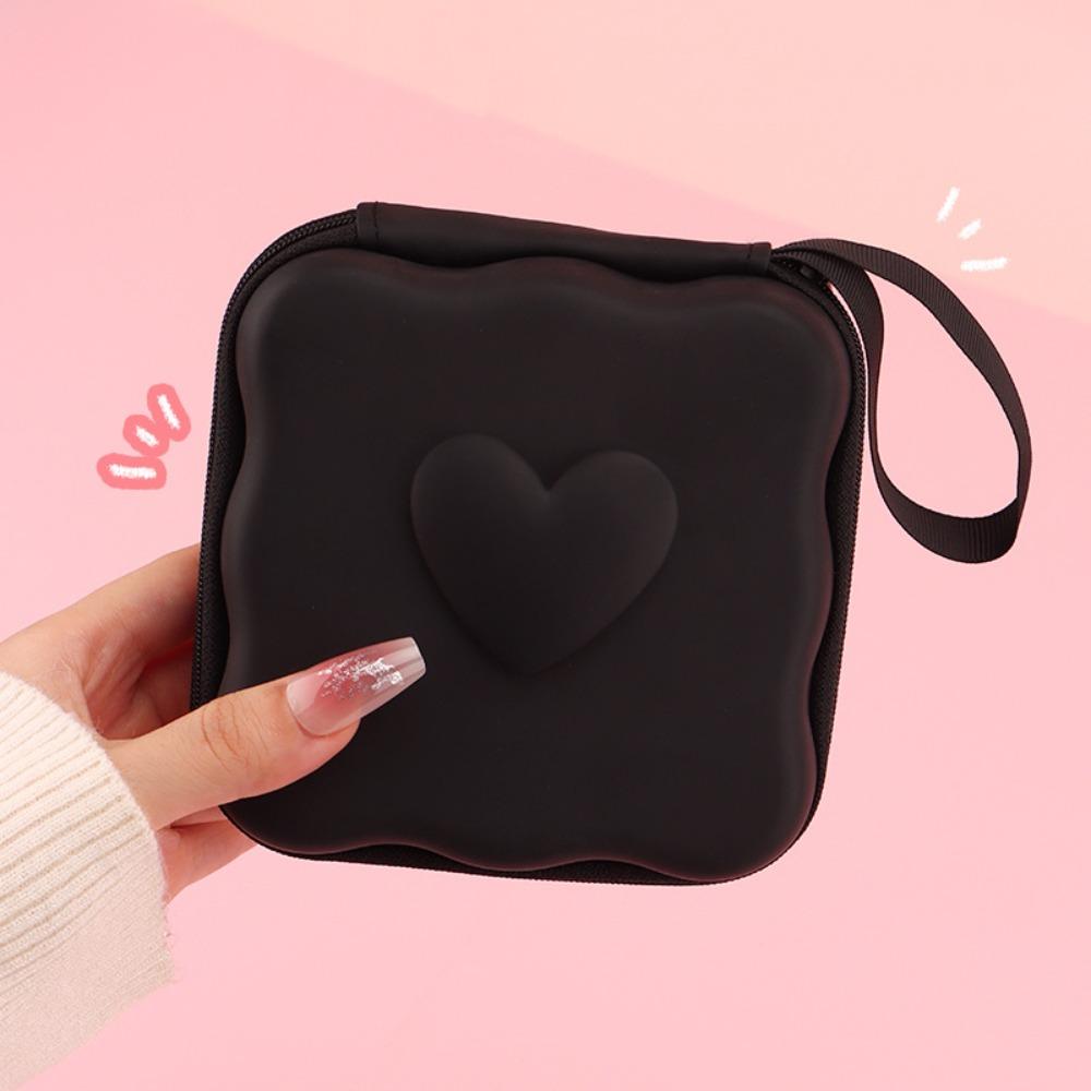 Portable Zipper Bag 3D Love Heart Pocket Pouch Fashion Storage Bags  Headphone Data Cable