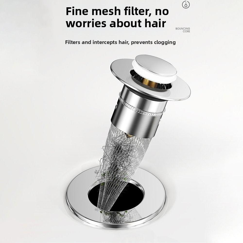 New Sealing Spring Core Drain Plug Anti-Odor Push-Type Floor Drain Filter with Anti-Clogging Net Pop-Up Washbasin Plugs