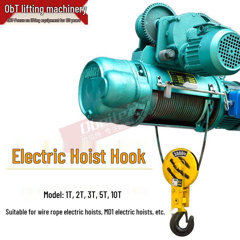 Wire Rope Electric Hoist Lower Hook, Overhead Crane Trolley Accessory - 0.5T/1/2/3/5/10 Tons
