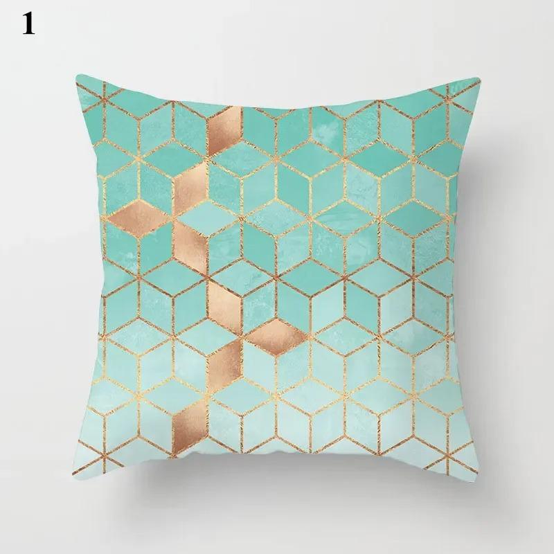 Housse de coussin géométrique, décoration de lit moderne, vert menthe, bleu, pour canapé élégant