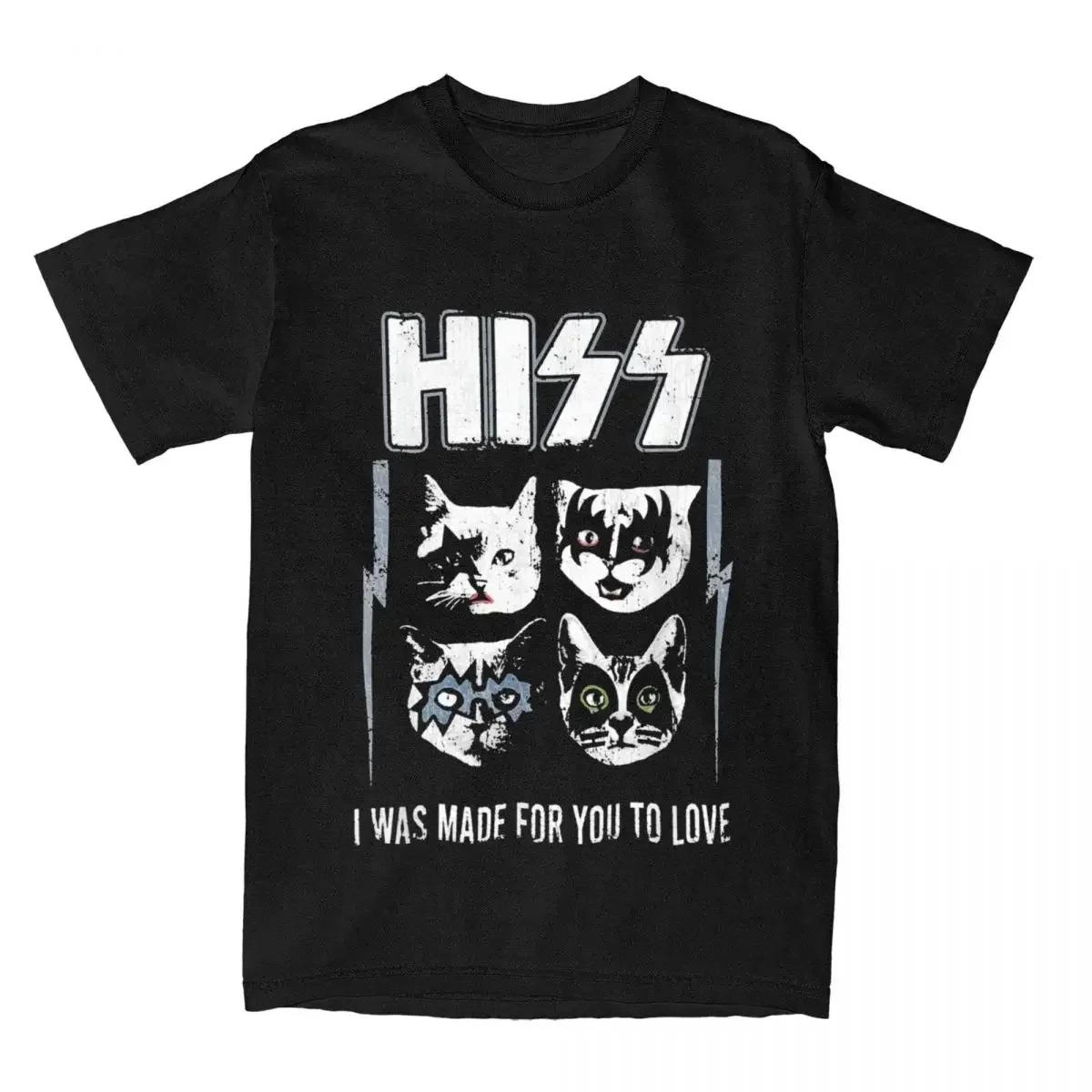 

Hiss Rock Cats T-Shirt Men Women Plus O-Neck Overd Streetwear Vintage Daily Casual Harajuku Unisex Tees#Color XXXXXL чёрный
