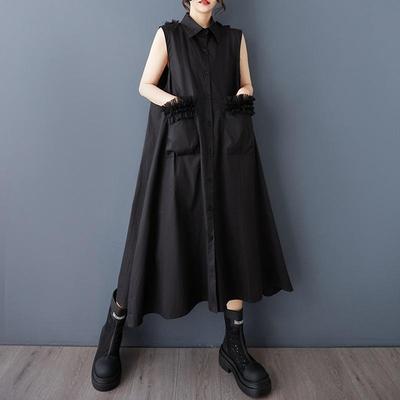 Ärmellose Übergröße Vintage Neu in Kleider für Frauen lässig locker lang Sommer Hemdkleid