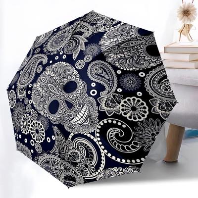 1pc Day of the Dead, Sugar Skull Automatic Open/Close Umbrella Compact Folding Umbrella, All-Season Portable Umbrella for Women/Men F1124340
