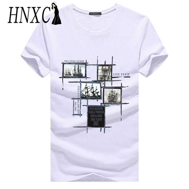 Футболка с коротким рукавом из хлопка HNXC мужская модная свободная рубашка с коротким рукавом и принтом Сострадательная рубашка S белый 940₽