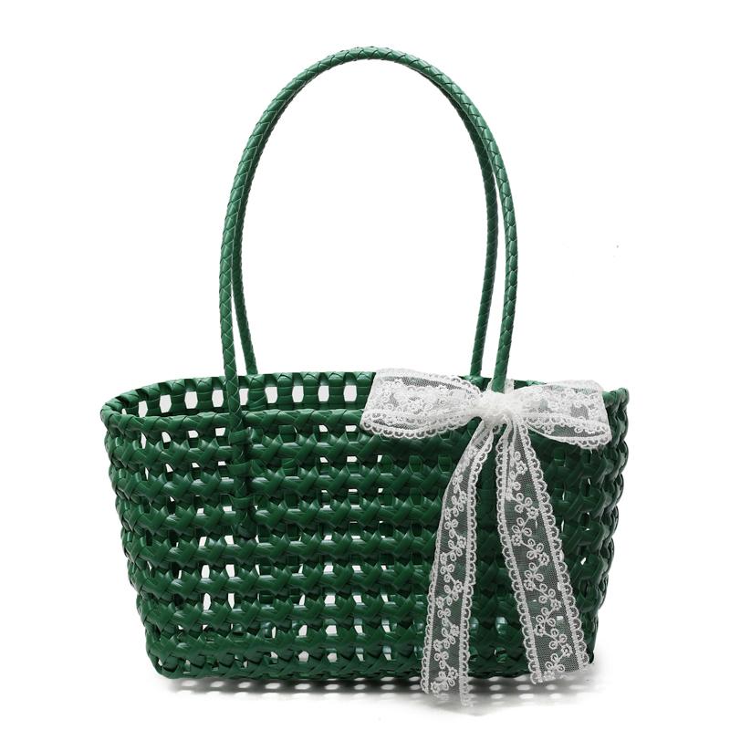 2025 Summer Essential New PVC Woven Square Shoulder Bags Large Capacity Solid Hollow Out Exquisite Casual Handbags for Women