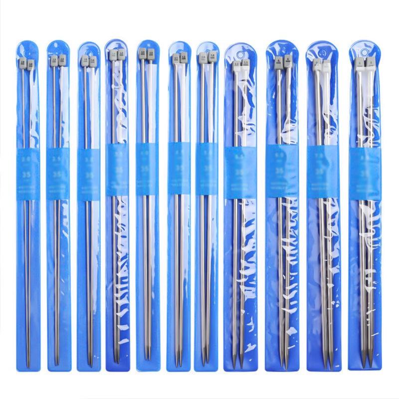 35cm Edelstahl Einspitzige Stricknadeln Set mit Stoppern