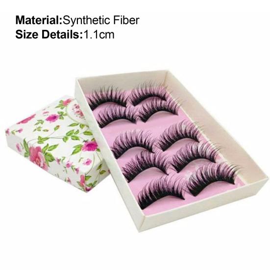 5 par Beauty Wispies Naturliga Långa Tjocka Mjuka Falska Handgjorda Ögonfransar