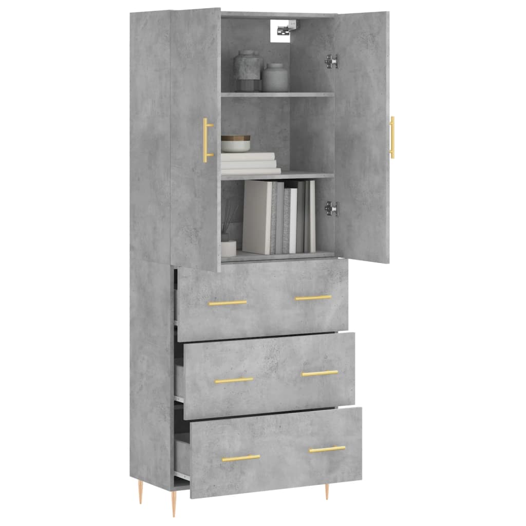 Highboard Concrete Grey 69.5 x 34 x 180 cm Particleboard
