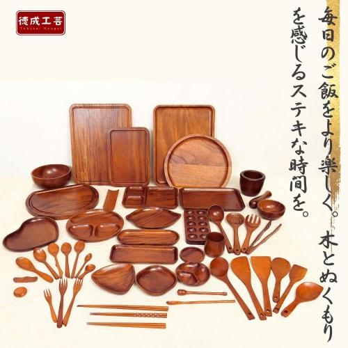 Tokunari Wooden Lacquered Soup Spoons, Lightweight, 20.5cm, Angled, Set of 2, TAA-203, Food Sanitation Law Compliant