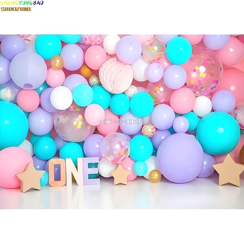 SHUOZHIKE Balloon First Birthday Party Decoration Photography Backdrops Props Castle Newborn Baby Photo Studio Background YR-04