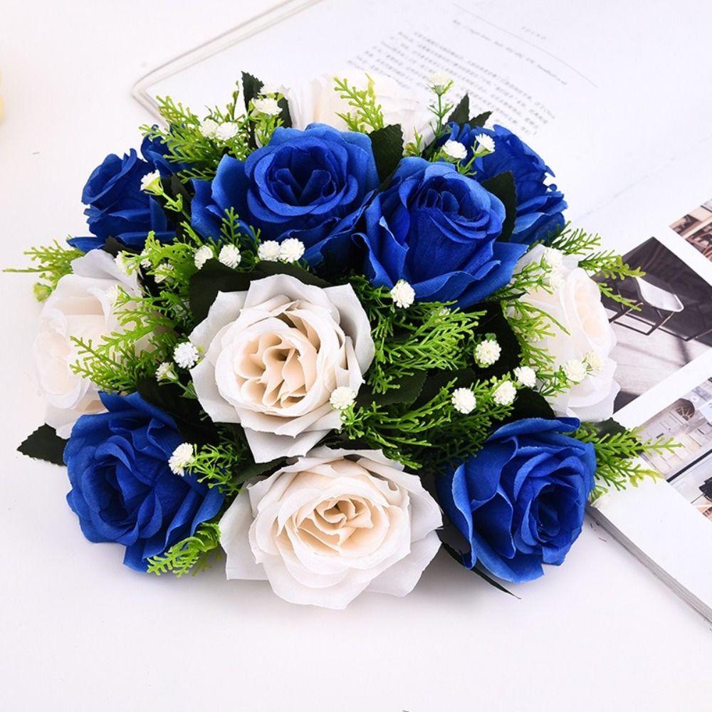Elegant Polyester Fabric Artificial Rose Flower Simulation Hand Holding Flower Ball Simulation Flowers Home Party