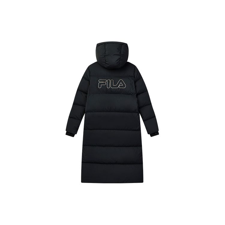FILA Sports Casual Mid-Length Thick Hooded Down Jacket Winter Women outerwear Black F11W147905F-BK