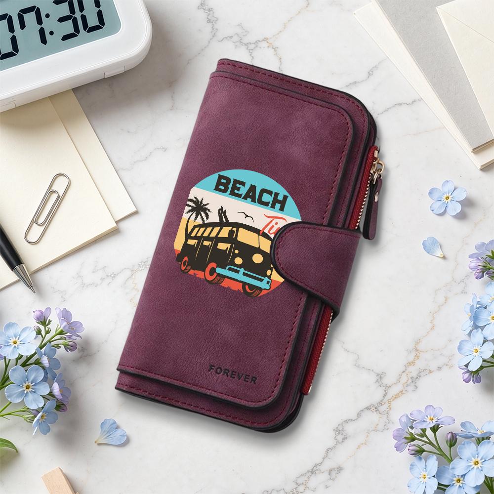 Beach Pattern Wallet Forever Retro Leisure Fashion Multi-card Slot Portable Daily Use Purse