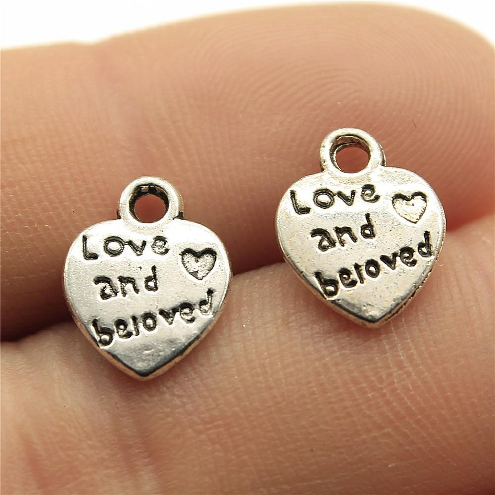 40pcs Charms Love Antique Silver Color Love Heart Charms Jewelry Findings DIY Word Love Charms Wholesale