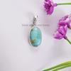 Natural Arizona Turquoise Pendant, Oval Pendant, 925 Sterling Silver Handmade Turquoise Jewelry, Gift for Sister, Kingman Turquoise Pendant
