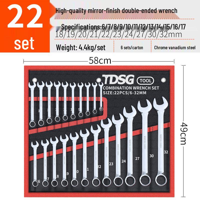 Double-End Wrench Set: Extra Large 6-32mm Open/Box End for Auto Repair
