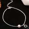 Banyan Tree S925 Silver Luxury Square Bead Anklet - High-End Women's Emerald Foot Jewelry